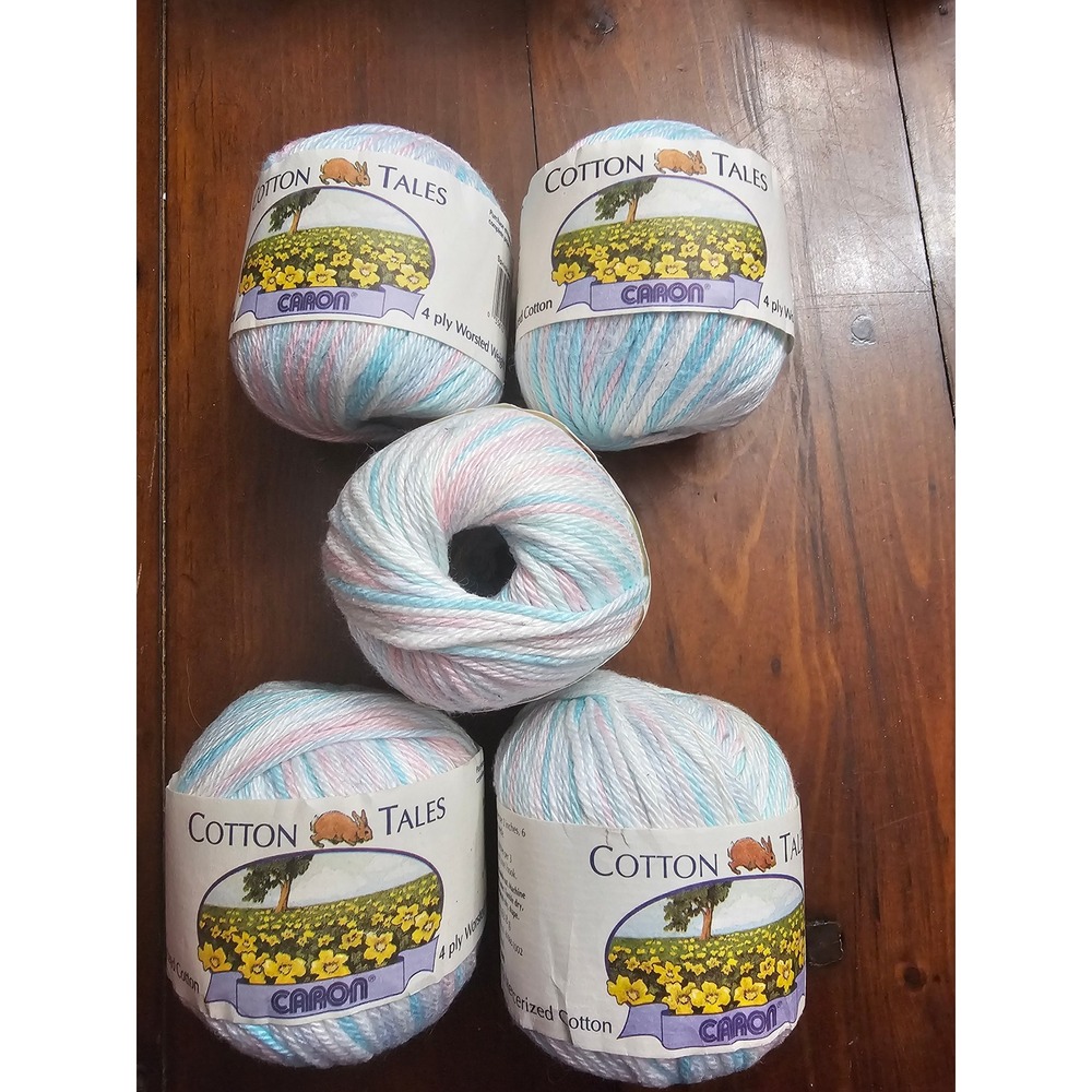 Caron Cotton Tales Yarn Sprinkled Ombre 100% Mercerized Cotton 5 Skeins Lot 1887